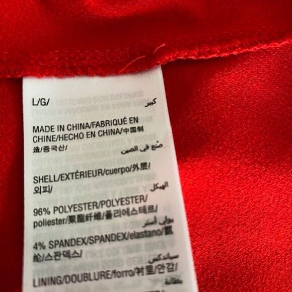 INC International Concept Red Cap sleeves tie Faux front wrap dress, size L - Picture 5 of 5